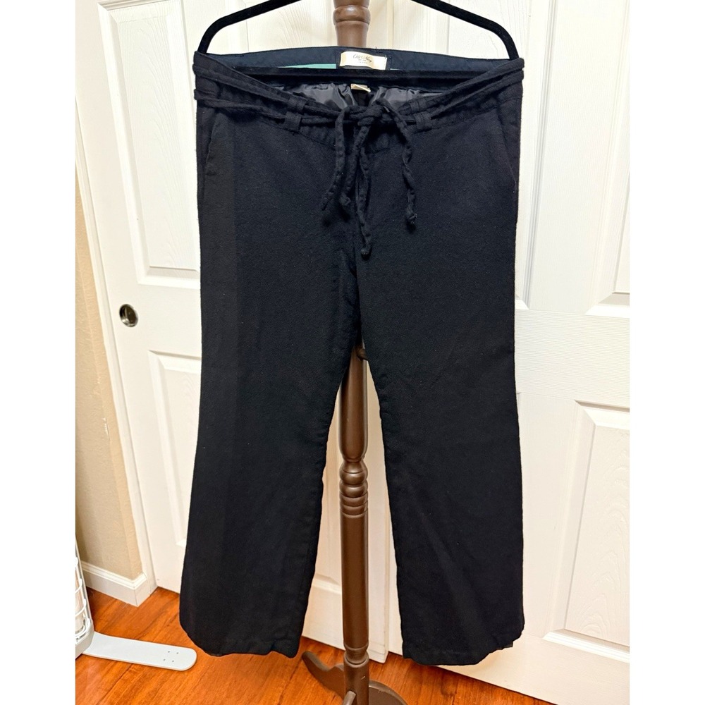 Old Navy Women's Black Wool Blend Twill Drawstring Bootcut Dress Pants 16